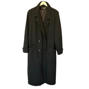 DonnyBrook Size XL Black 100% Wool Double Breast Vintage Trench Coat Winter Work